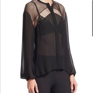 Rag & Bone black button-down sheer top